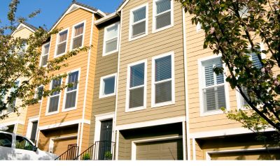 townhouse community showing townhomes with garages